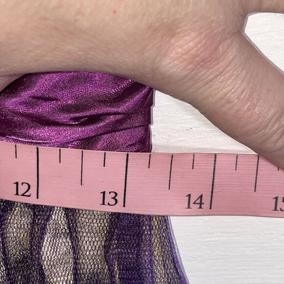 Night Scene Strapless Purple Leopard Print Party Dress M Tulle Beaded Fairy - Picture 9 of 10